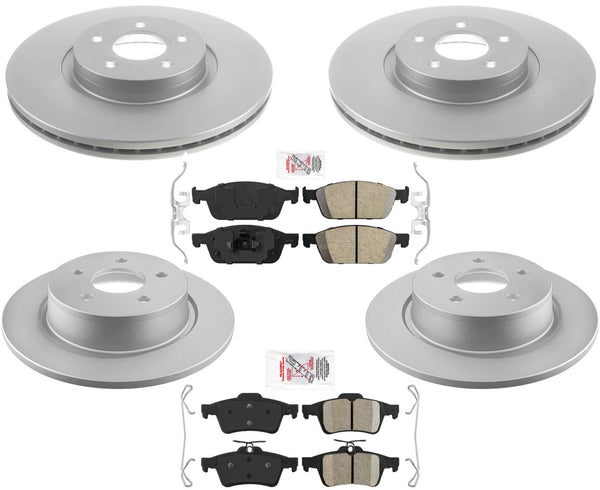 Coated Brake Rotors Ceramic Pads for All Wheel Drive Only 13-19 Ford Escape 4x4