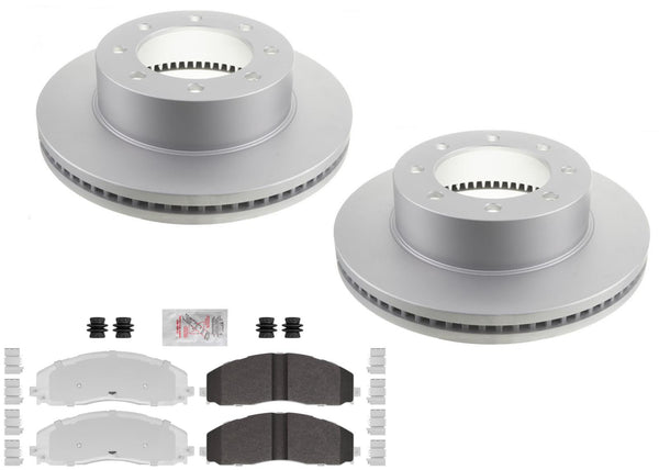 Fleet Front Galvanized Brake Pads & Coated Rotors For Ford F250 Super 13-21 4x4