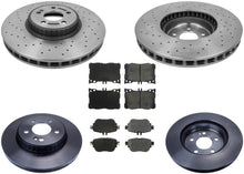 Drilled Coated Disc Brake Rotors + Rear for Mercedes Benz E300 17-19 AMG Sport