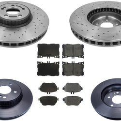 Drilled Carbon Disc Brake Rotors + Rear for Mercedes Benz E300 17-19 AMG Sport