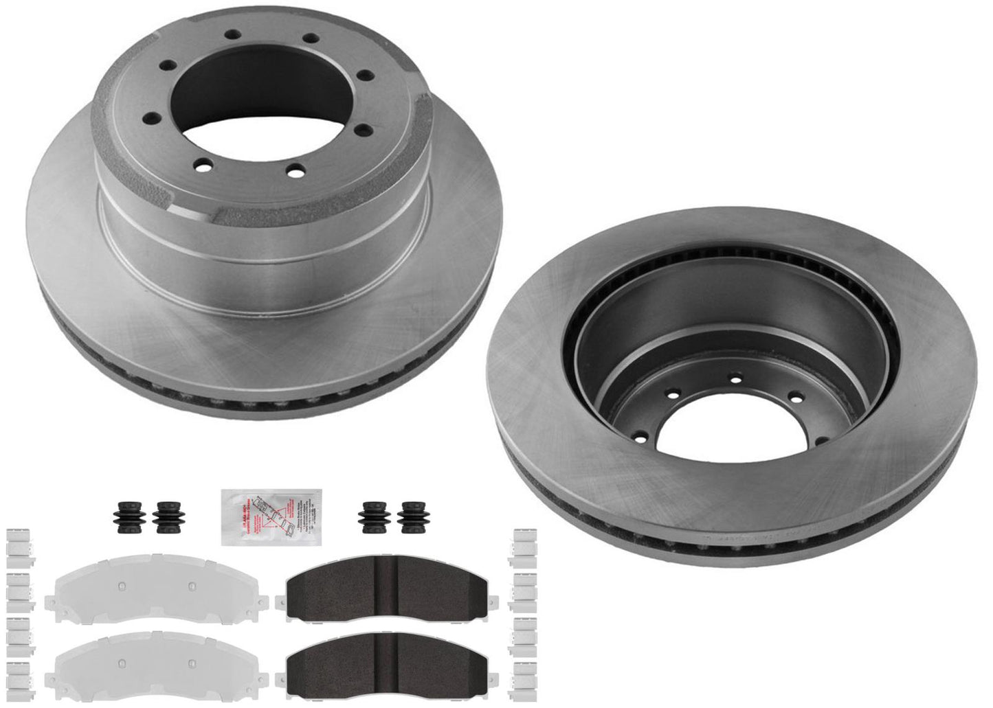 Pastillas de freno galvanizadas y rotores recubiertos para rueda trasera doble Ford F350 13-22