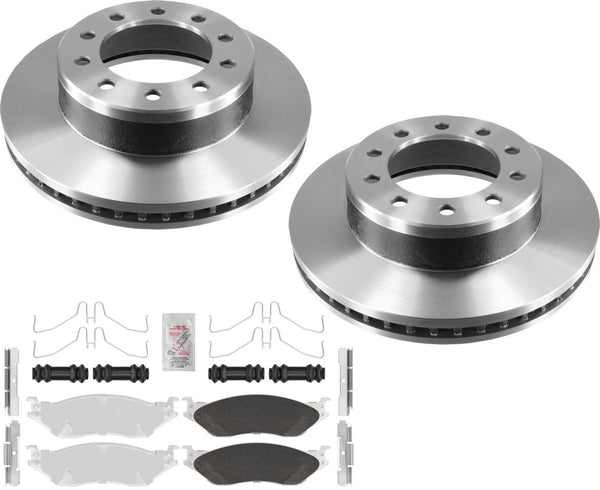 Fleet Galvanized Brake Pads & Coated Rotors For Ford F450 Super D 05-16 10 Hole