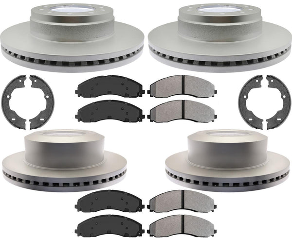 Fleet Duty Semi Metallic Pads Coated Rotors For 17-22 Ford F450 F550 Super Duty