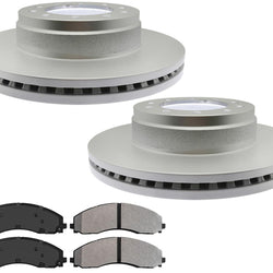 Fleet Duty Semi Metallic Pads Coated Rotors For 17-22 Ford F450 F550 Super Duty