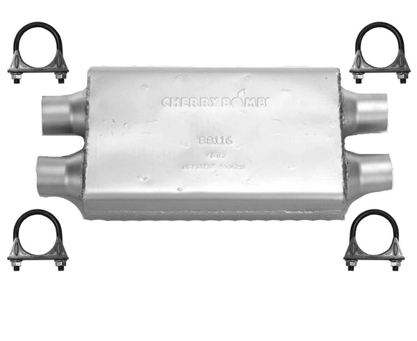 Cherry Bomb 88116CB Muffler 23.5 inch OAL, 17 in Body, 2.5" Inlet  2.5" Outlet
