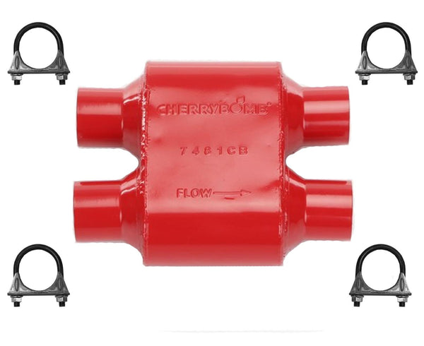 Cherry Bomb 7481CB Muffler 12 inch OAL, 6 in Body, 2.5" Inlet  2.5" Outlet