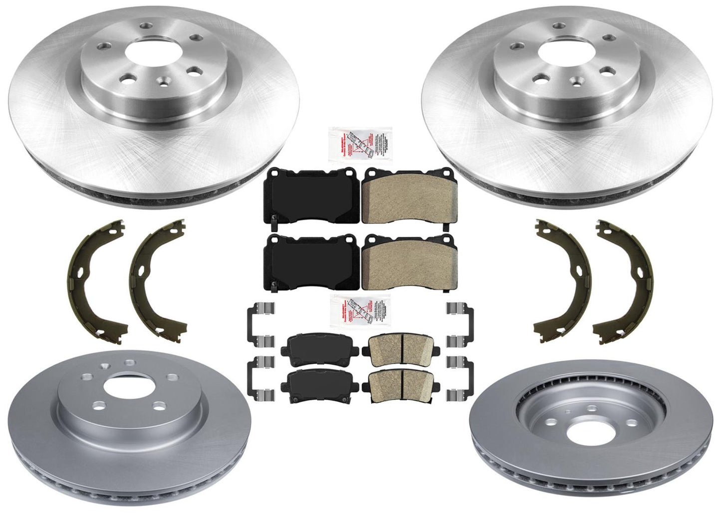 5 LUG Coated Disc Brake Rotors Brake Pads Hardware For Cadillac XTS 2013-2019