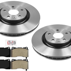Front 5 LUG Performance Disc Brake Rotors Brake Pads For Cadillac XTS 2013-2019