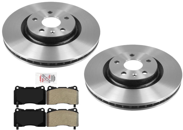 Front 5 LUG Performance Disc Brake Rotors Brake Pads For Cadillac XTS 2013-2019