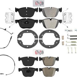 Front Rear Disc Brake Pads Parking Shoes Hardware for BMW X5 V8 4.8L 2007-2009