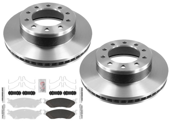 Fleet Galvanized Brake Pads & Coated Rotors For Ford F450 Super D 05-16 10 Hole
