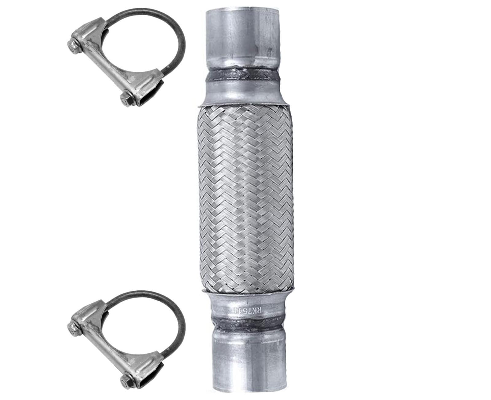 Tubo flexible de escape de acero inoxidable de alta resistencia, 2,25 x 12, HD, doble trenzado