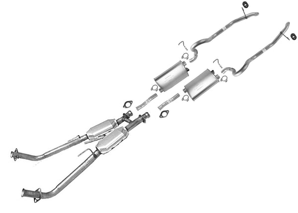 Dual Muffler Exhaust System Dual Tail Pipes For Ford Mustang GT 1987-1993 5.0L