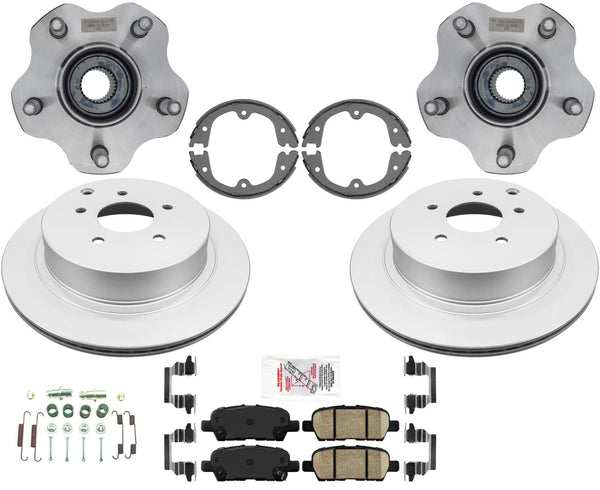 Rear Brake Rotors Pads + Wheel Hub For Nissan Murano 2009-2014 All Wheel Drive