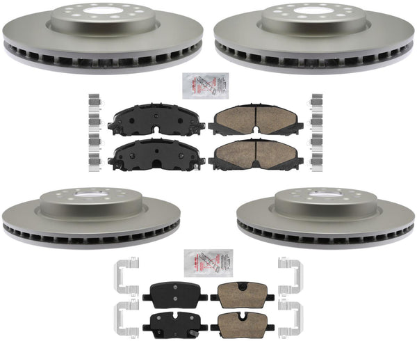 Front & Rear Coated Disc Brake Rotors & Ceramic Pads For GMC Acadia 2021-2023