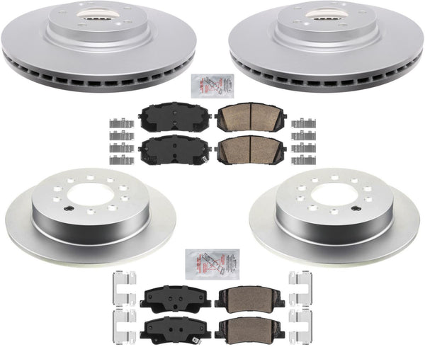 Rotores de freno de disco delantero + trasero Pastillas de freno de cerámica para Hyundai Sonata 2022-2022
