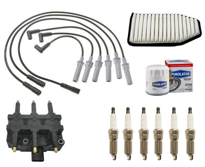 Se adapta a 07-11 Wrangler 3.8L Juego de cables Tapones Filtro de aire Bobina de filtro de aceite 10 piezas Tune Up