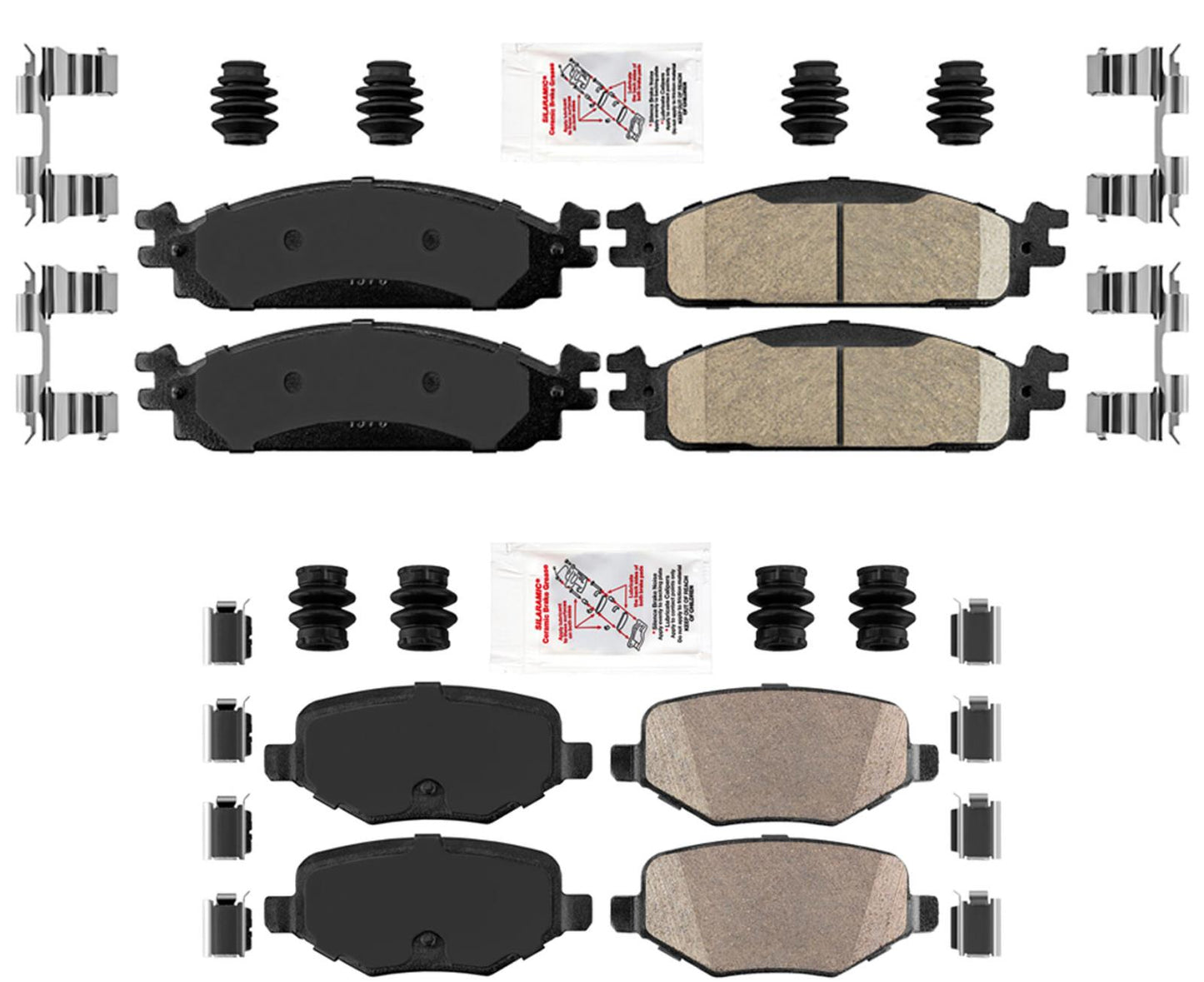 AmeriBrake Pastillas de freno de disco de cerámica mejoradas para 10 2011 Ford Taurus 09-11 Flex