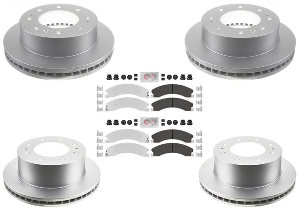 Ultra Fleet Front Rear Galvanized Brake Pads Coated Rotors FOR GMC 15-19 2500HD