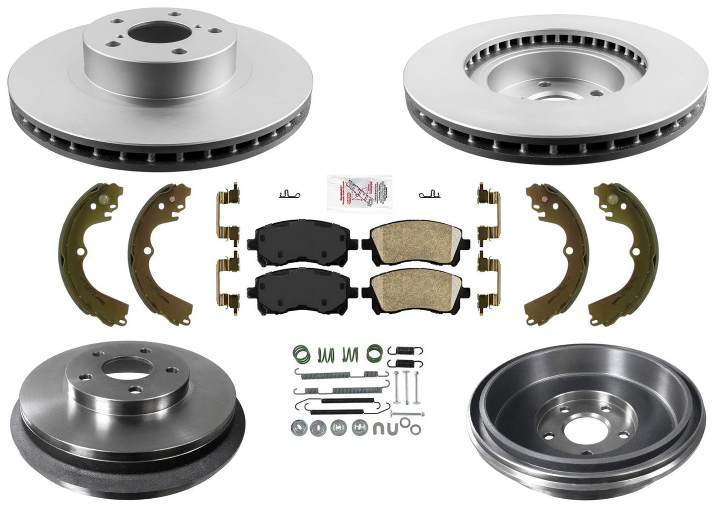 98-02 Forester Without ABS Rear Drums Shoes & Springs Rotors Cerramic Pads 7Pc