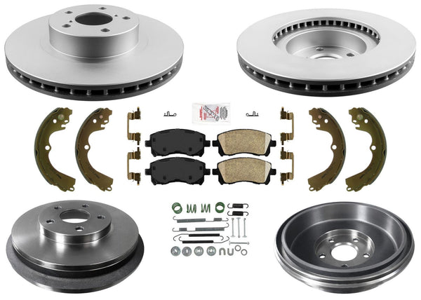 98-02 Forester sin ABS Tambores traseros Zapatas y resortes Rotores Almohadillas cerámicas 7 piezas