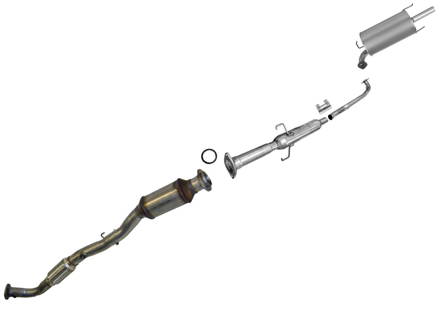 Rear Converter Resonator & Muffler For Camry 03-06 2.4L California Emissions