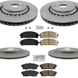 Ceramic Front & Rear Pads & Coated Rotors FOR 16-2021 LEXUS RX350 RX350L RX450HL