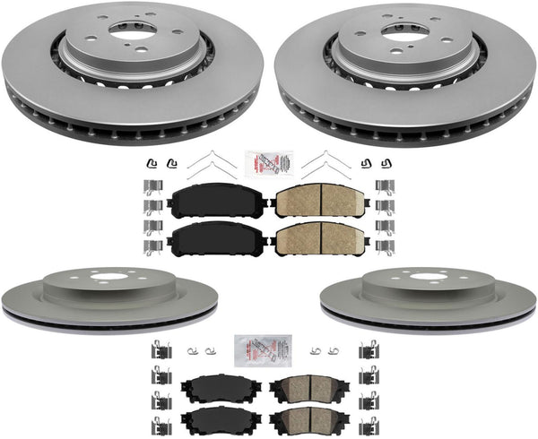 Front & Rear Ceramic Brake Pads & Coated Rotors FOR 16-21 RX350 RX350L RX450HL