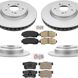 Ceramic Front & Rear Pads & Coated Rotors FOR 2010-2015 ACCORD CROSSTOUR