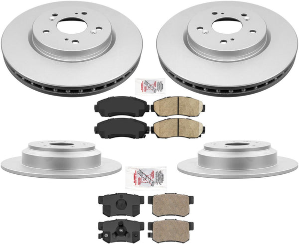 Ceramic Front & Rear Pads & Coated Rotors FOR 2010-2015 ACCORD CROSSTOUR