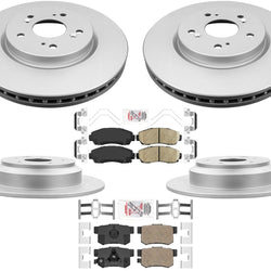 Front & Rear Ceramic Brake Pads & Coated Rotors FOR 2010-2015 ACCORD CROSSTOUR