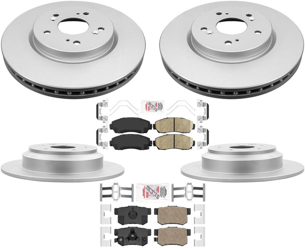 Front & Rear Ceramic Brake Pads & Coated Rotors FOR 2010-2015 ACCORD CROSSTOUR