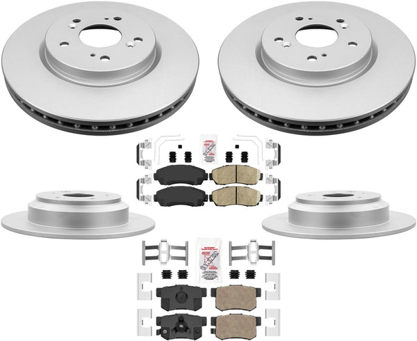 Front + Rear Brake Pads & Coated Rotors FOR 2010-2015 HONDA ACCORD CROSSTOUR