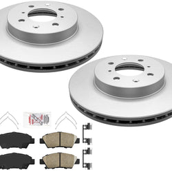 For 2009 2014 Honda Fit Front Disc Brake Rotors & Ceramic Brake Pads W Hardware