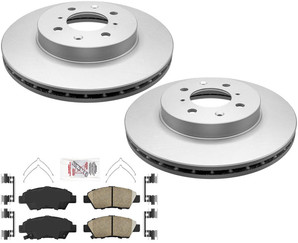 For 2009 2014 Honda Fit Front Disc Brake Rotors & Ceramic Brake Pads W Hardware