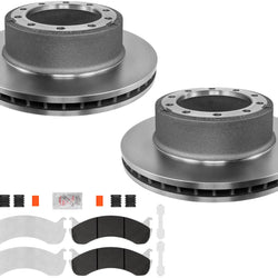 Heavy Duty Carbon Disc Brake Rotors Galvanized Brake Pads for 04-08 Ford F650