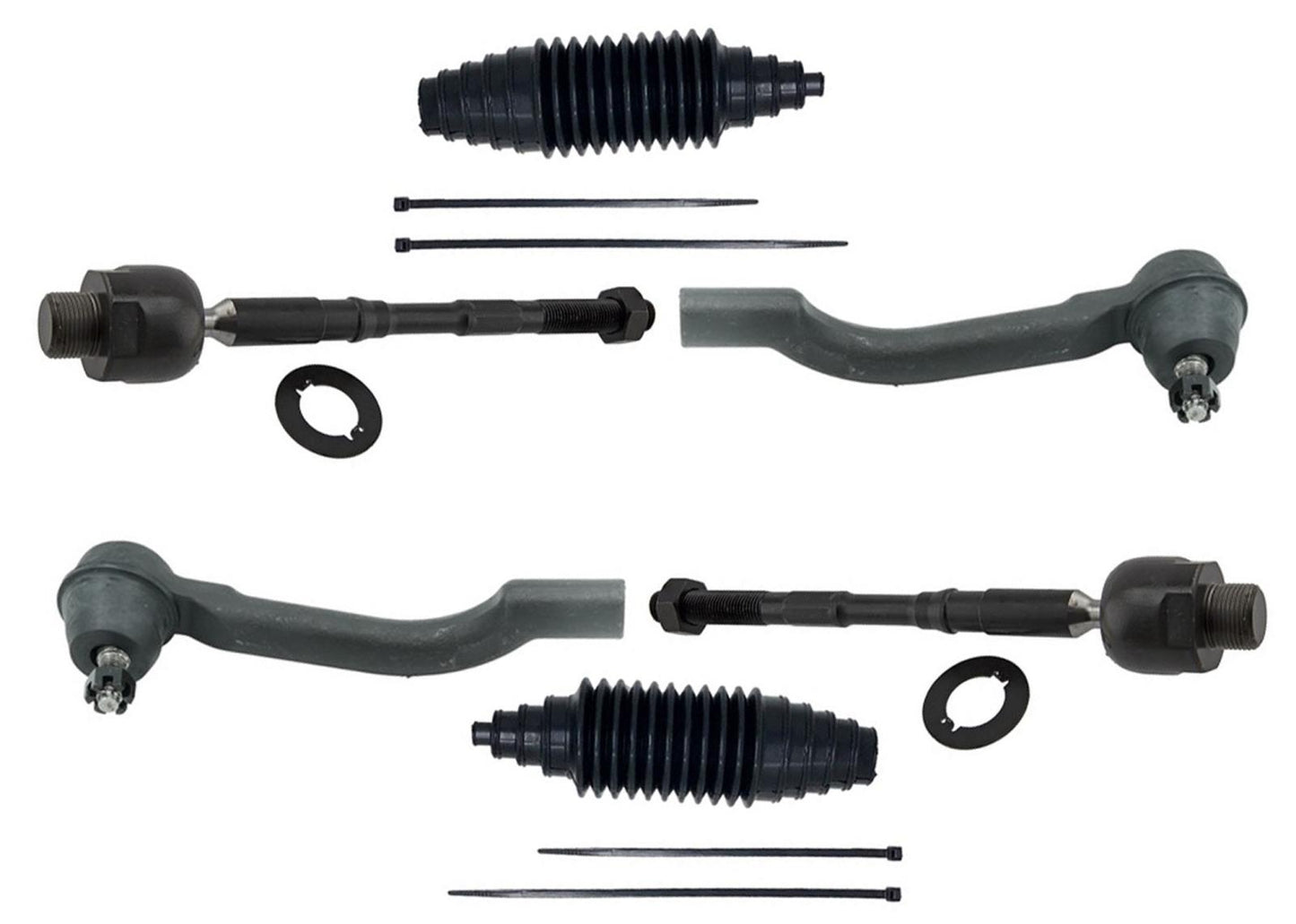 Front Inner and Outer Tie Rod Ends with Boots For Nissan Rogue 2008-2013