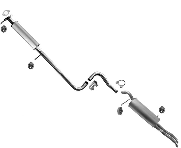 Rear Resonator & Muffler For 11-13 Ford Fiesta 4Dr Sedan Dual Outlet Muffler