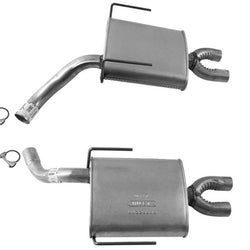 Left and Right Dual Rear Mufflers Clamps For GMC Acadia 3.6L 2007-2012