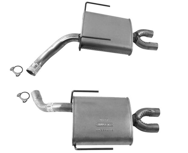 Left and Right Dual Rear Mufflers Clamps For GMC Acadia 3.6L 2007-2012