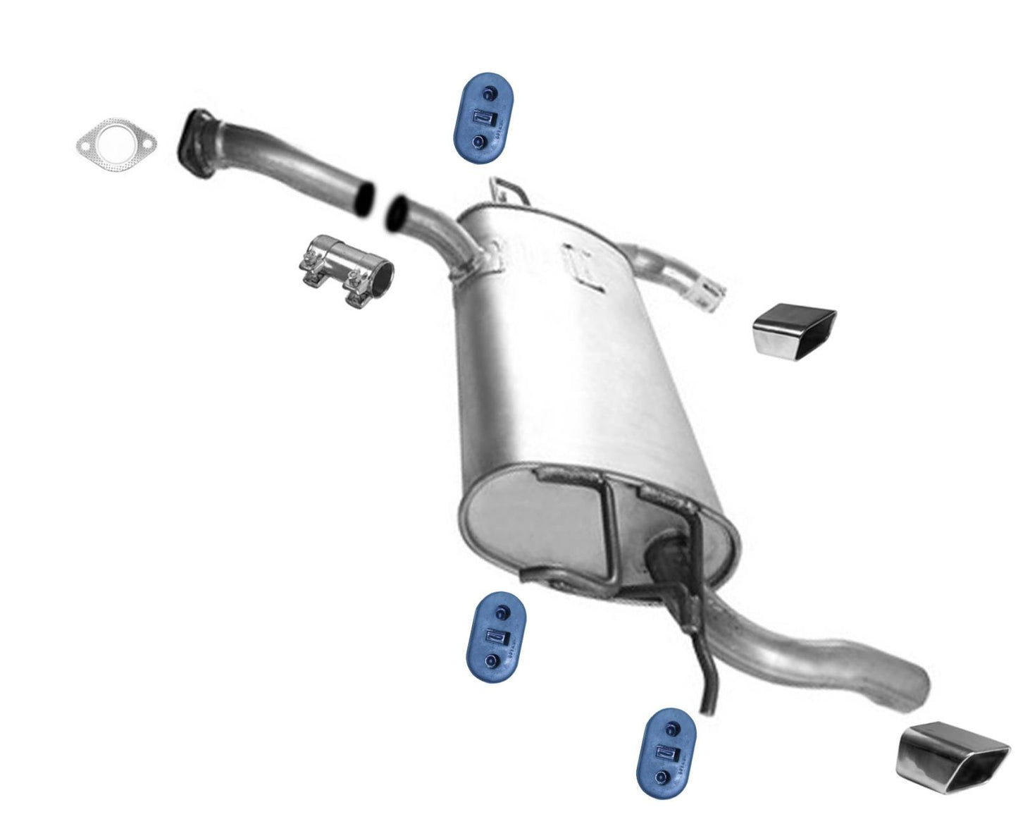 Muffler Assembly W/ Gasket & Tips For Kia Sportage 2005-2010 Front Wheel Drive