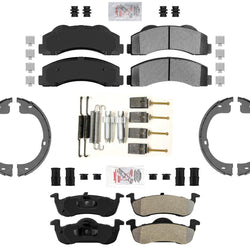 For 10-2017 Ford Expedition Ameri Front ASD Brake Pads + Rear Pads Parking Shoe