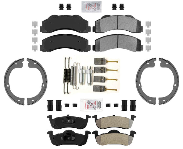 For 10-2017 Ford Expedition Ameri Front ASD Brake Pads + Rear Pads Parking Shoe