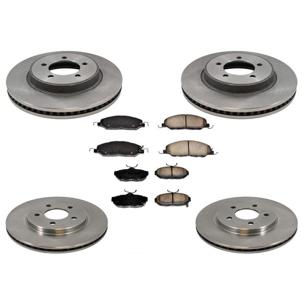 For Ford 2011-2014 Mustang 3.7L Base 316mm 12 7/16 Inch Rotors & Brake Pads 6Pc