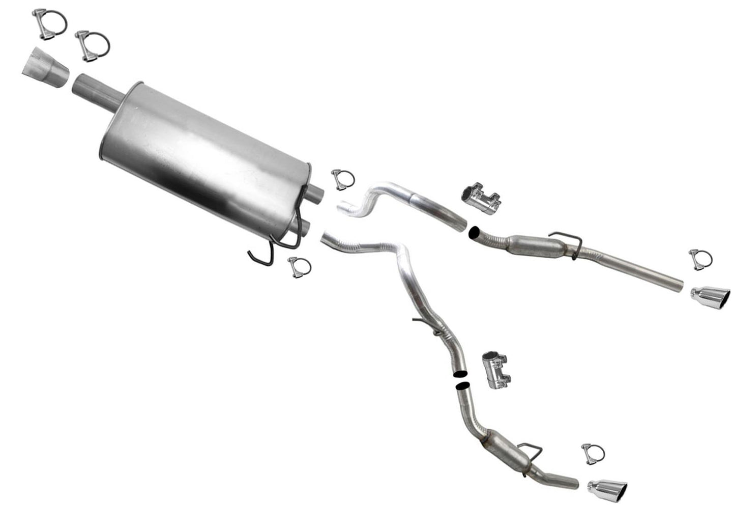 OE style Rear Muffler Factory Dual Tail Pipes Resonators for Ram 1500 09-18 5.7