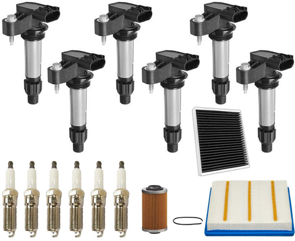6 Direct Igntion Coils Spark Plugs & Filters For Chevrolet Equinox 3.6L 13-2017