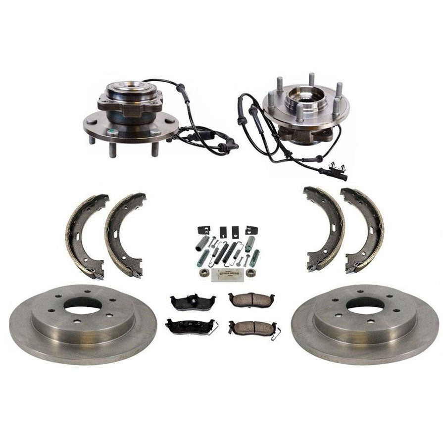 Rear Rotors Brake Pads Shoes Spring Kit & Wheel Hubs For Nissan Armada 2012-2015