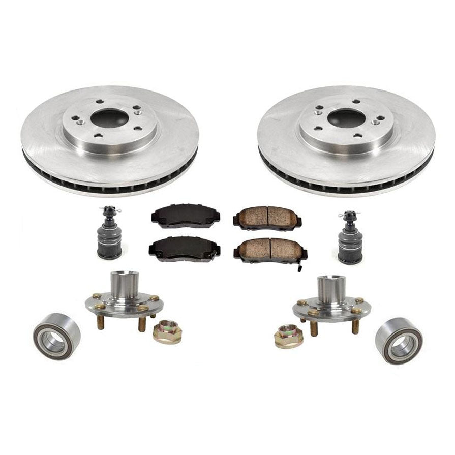 04-08 for Acura TSX Front Brake Rotors Pads Hub & Bearing Kits Ball Joints 7pc