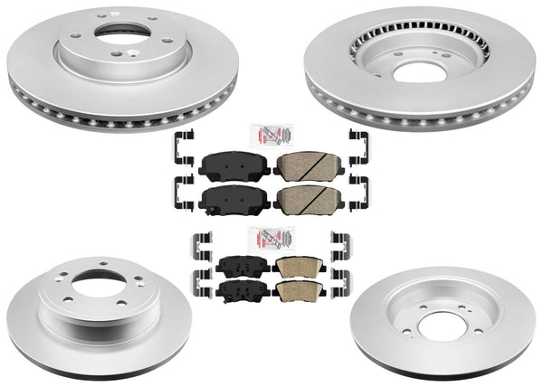 Improved Performance F&R Disc Brake Rotors Pads for Kia Forte Koup SX 14-2016