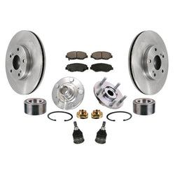 100% New Frt Rotors & Premium Ceramic Pads W Hub & Bearing Kits Ball Joints 7pc